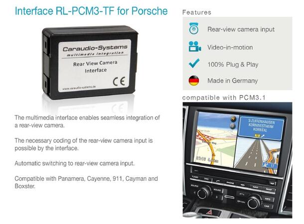 CAS Ryggekamera interface Porsche Alle Porsche m/PCM 3.1